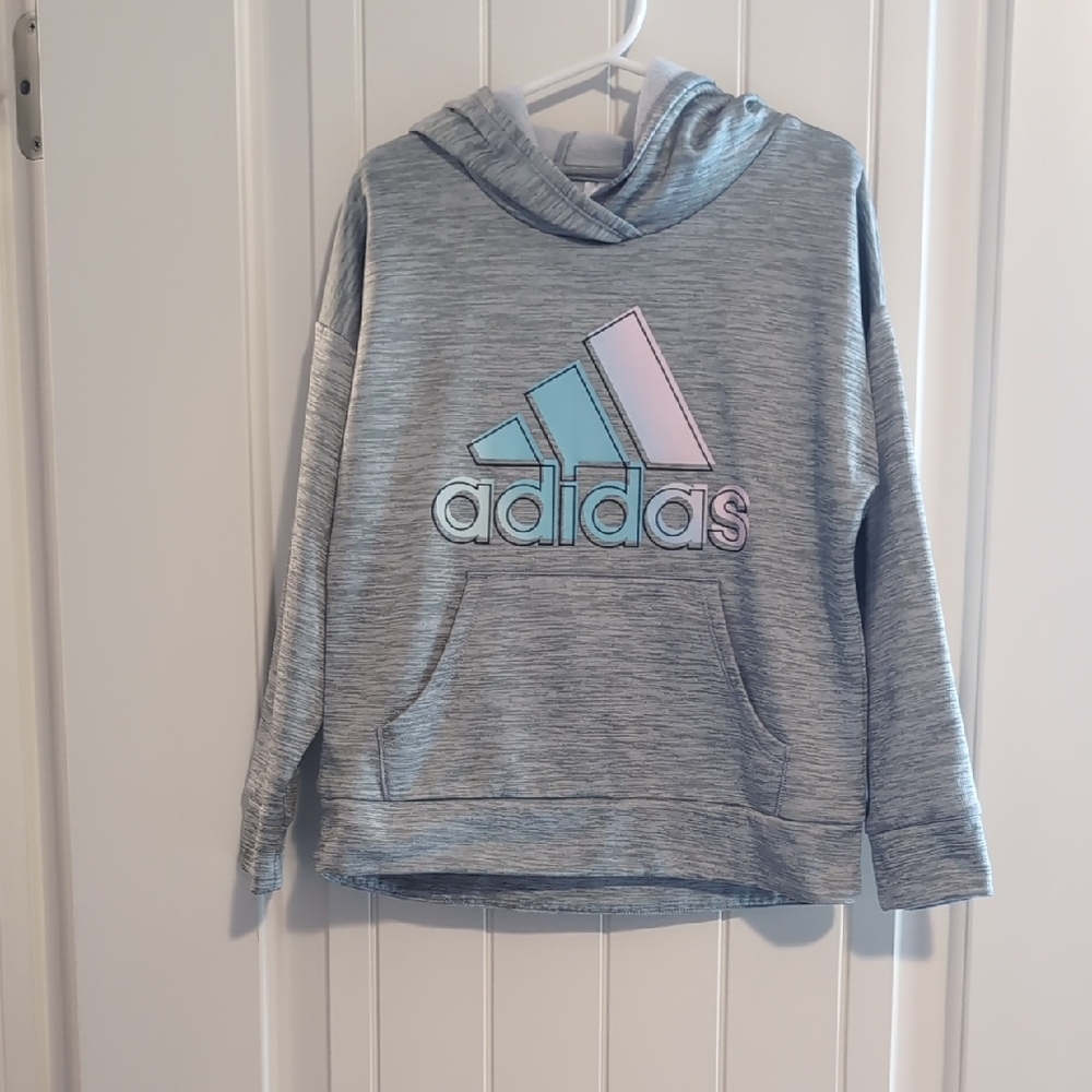 adidas Kids' Gray Hoodie with Pastel Logo